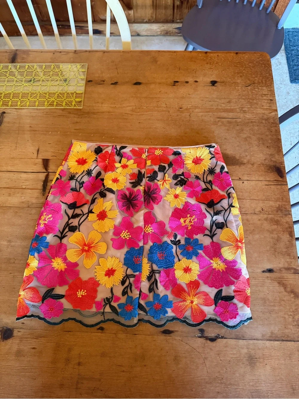 Milly Floral Embroidered Mini Skirt - Pink, Yellow, Blue, Black